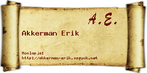 Akkerman Erik névjegykártya